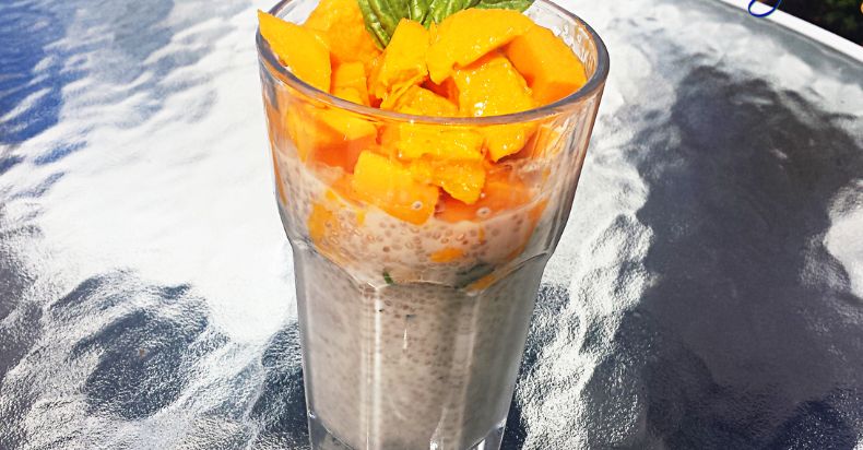 Fruity Chia-Seed Pudding with a Hint of Basil