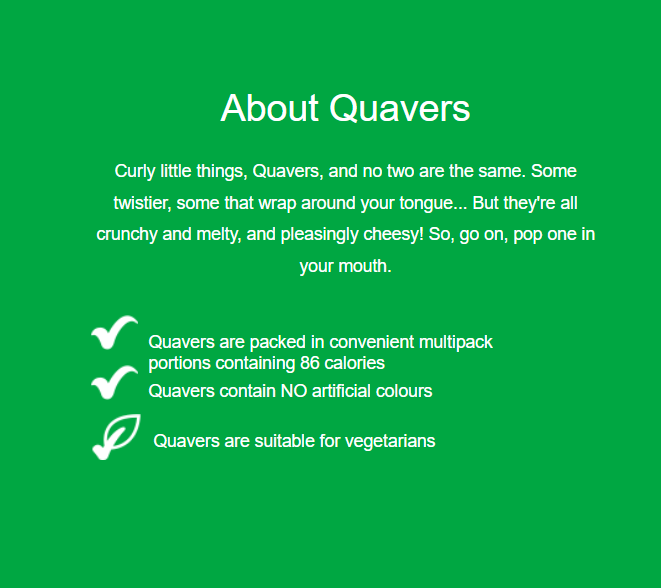 Quavers are suitable for vegetarians