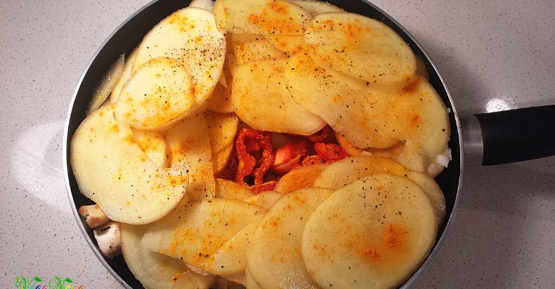 Vegan Tortilla De Patatas in-the-making