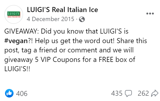 Is Luigi S Italian Ice Vegan